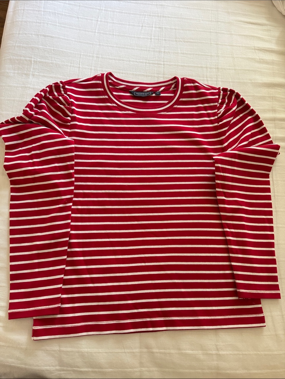 Vineyard Vines Red and White Striped Long Sleeve Tee